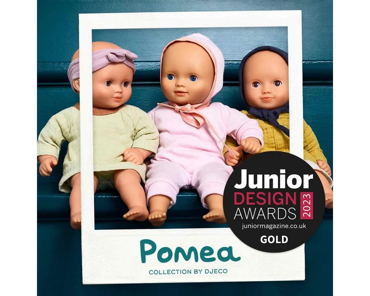 DJECO Babypuppe POMEA Puppe Dalhia Purple Rosa Blau