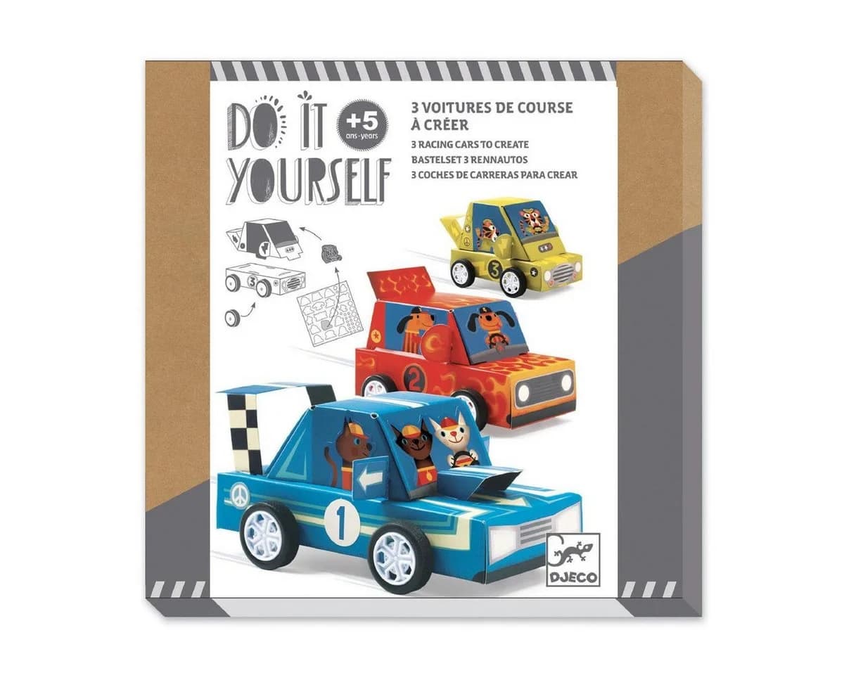 DJECO DIY Grand Prix Bastelset mit 3 Rennautos Bunt - Bild 2