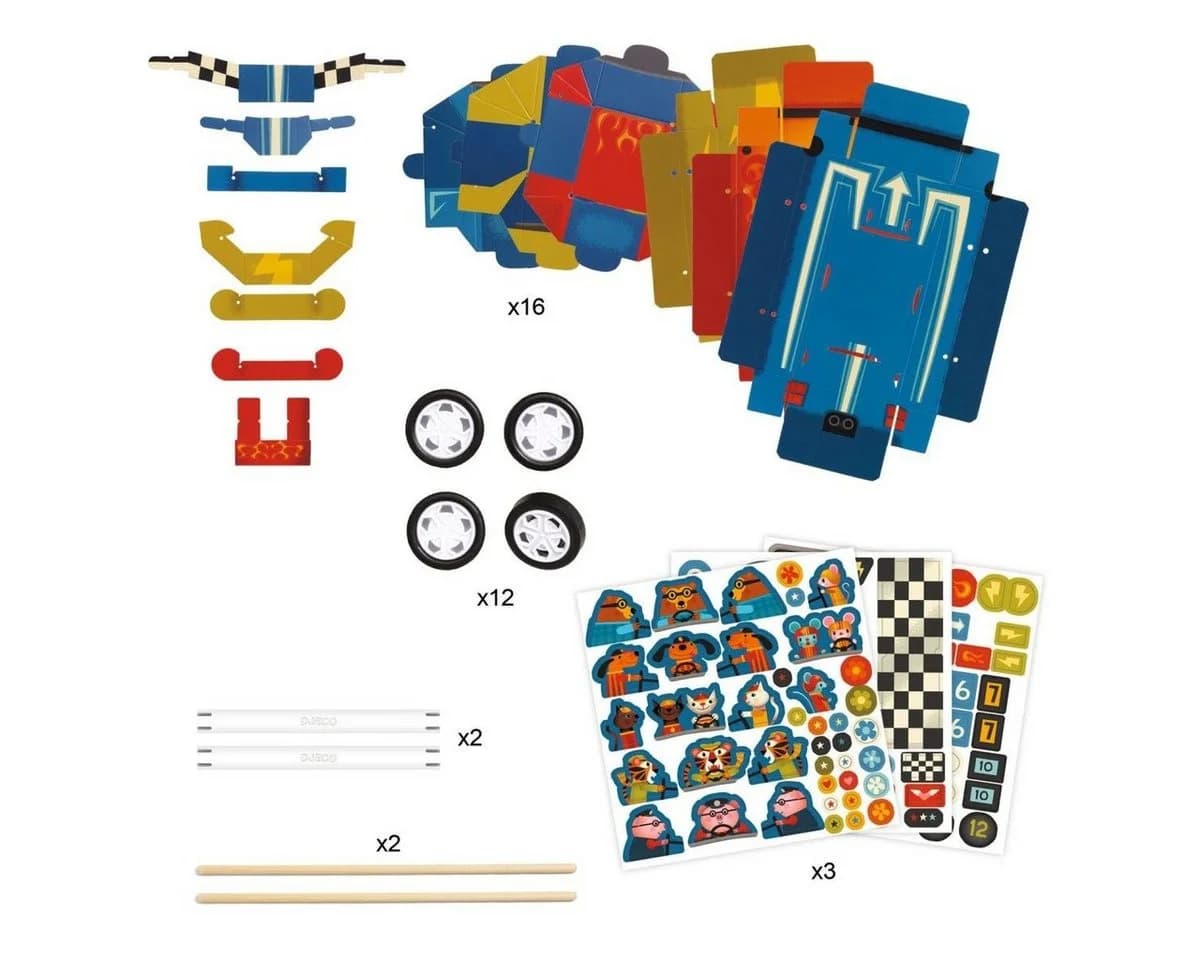 DJECO DIY Grand Prix Bastelset mit 3 Rennautos Bunt - Bild 3