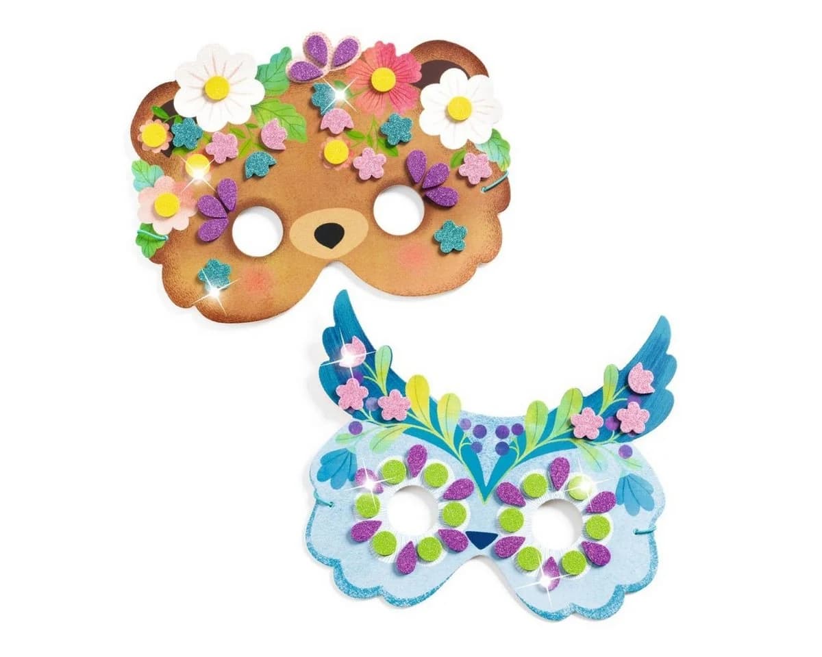 DJECO Bastelset 8 Tiermasken DIY Kreativset für Kinder