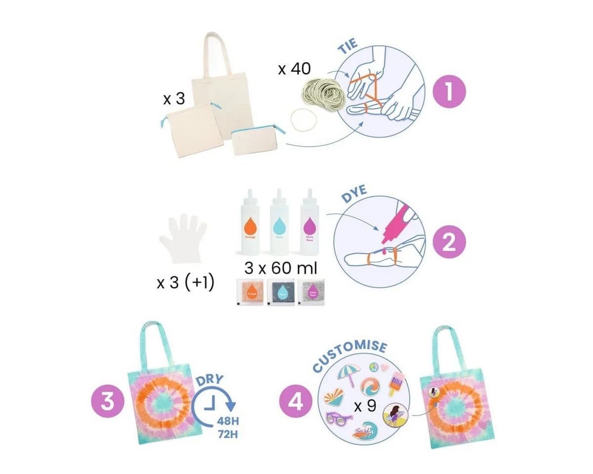 DJECO Batik-Set DIY Taschen Batikfarben Set waschfest Shirt DIY Set Kinder - Bild 3