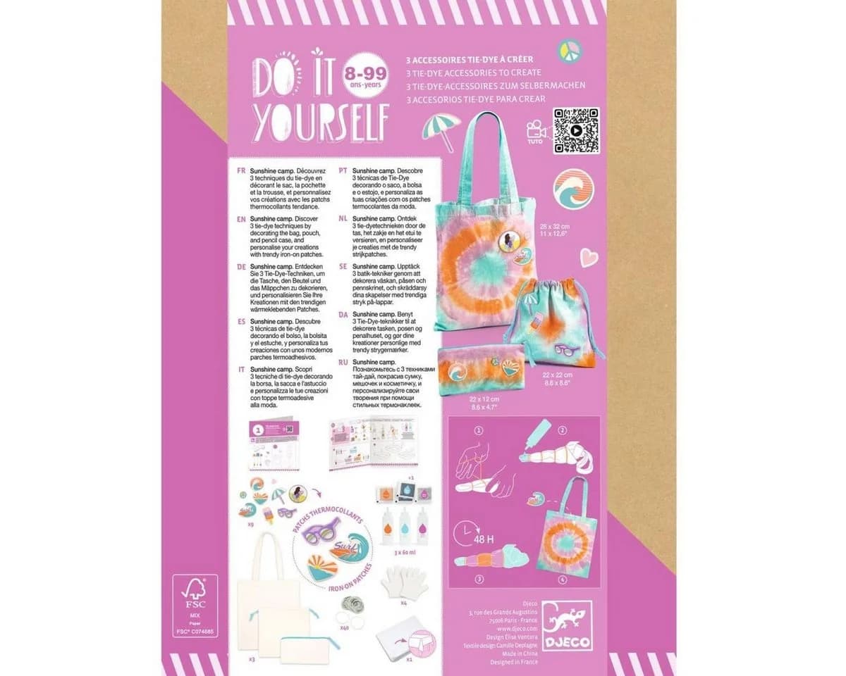 DJECO Batik-Set DIY Taschen Batikfarben Set waschfest Shirt DIY Set Kinder - Bild 5