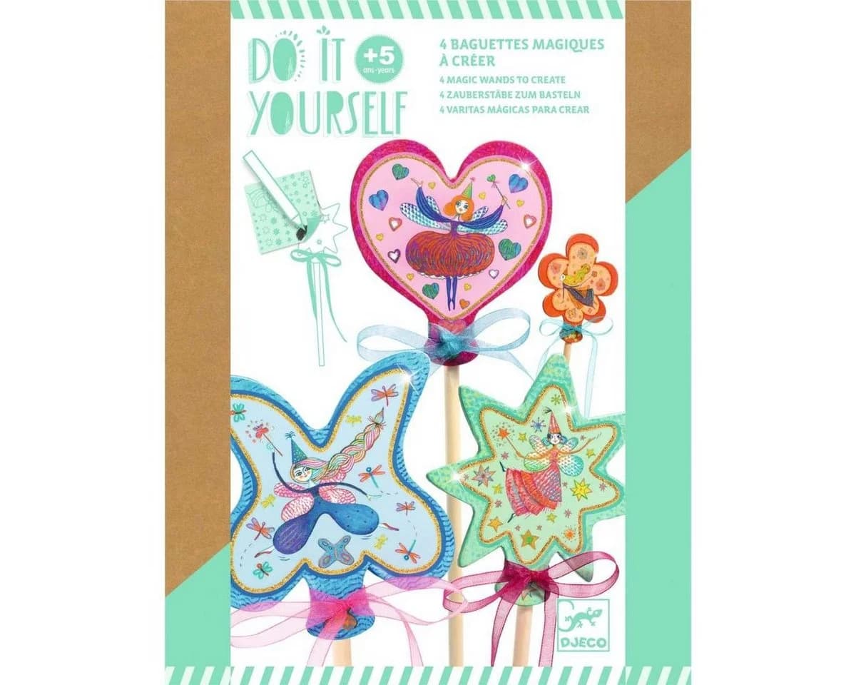 DJECO Kreativset DIY: Zauberstab Kleine Feen Bastelset Bunt