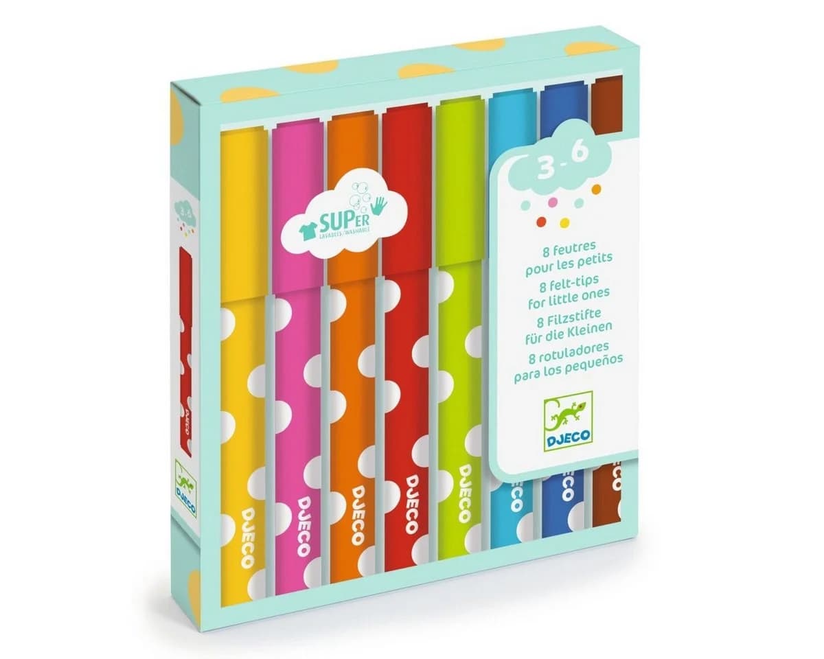 DJECO 8 dicke Filzstifte bunt ca. 13 cm für Kinder ab 3 Jahren - Bild 2