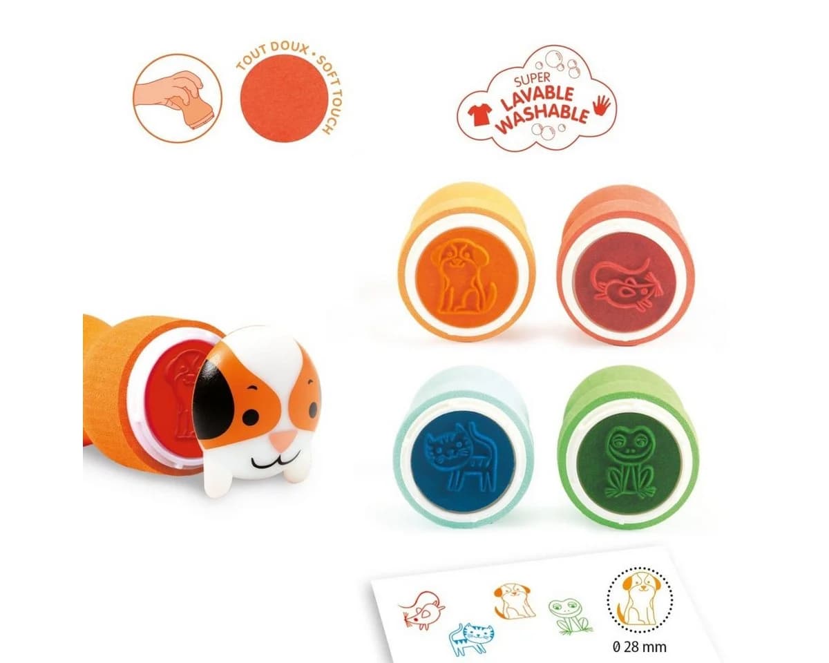 DJECO Stempel Set 4 Stück Selbstfärbend Ergonomisch Gartenmotive - Bild 3