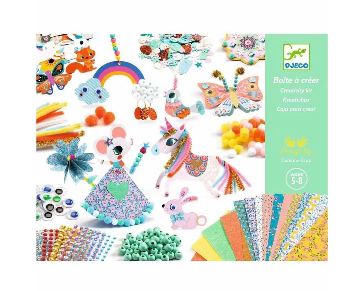 DJECO Kreativset Kreativbox: Basteln für Kinder ab 5 Jahre