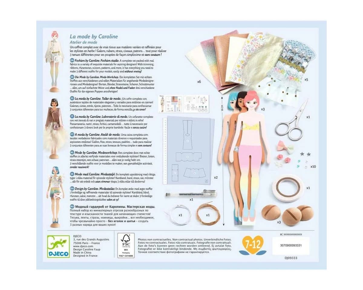 DJECO Kreativset Mode Workshop Modepuppen mit Stoff & Accessoires - Bild 4