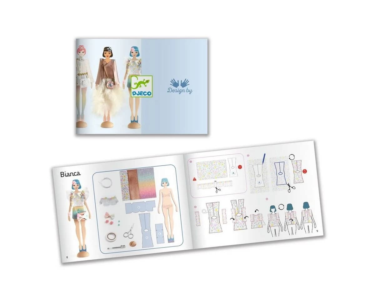 DJECO Kreativset Mode Workshop Modepuppen mit Stoff & Accessoires - Bild 5