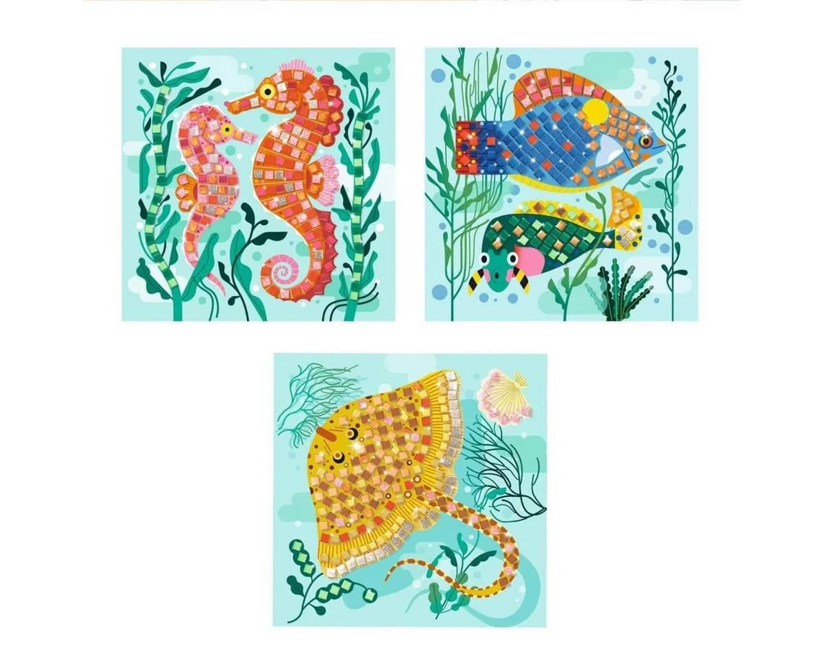 DJECO Kreativset Mosaike: Karibik - Mosaikkunst für Kinder ab 5 Jahren