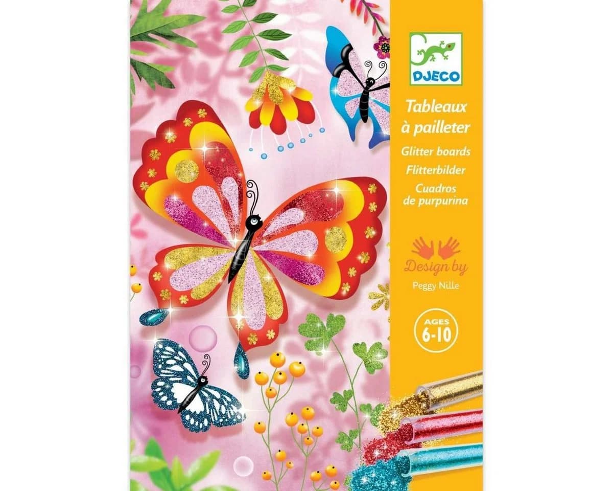 DJECO Kreativset Bastelpackung Glitzerbilder mit Glitzersand Bunt
