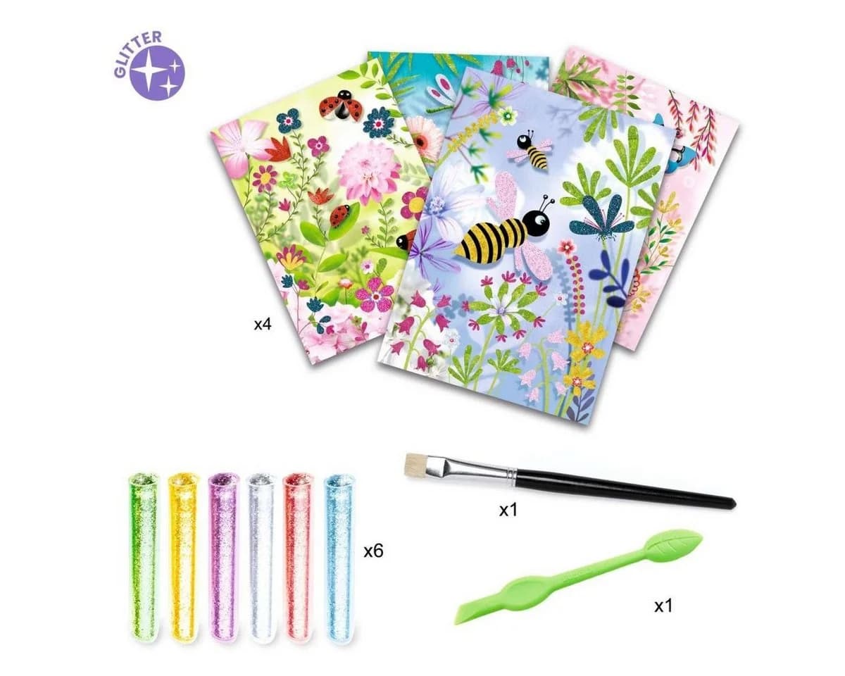 DJECO Kreativset Bastelpackung Glitzerbilder mit Glitzersand Bunt - Bild 3