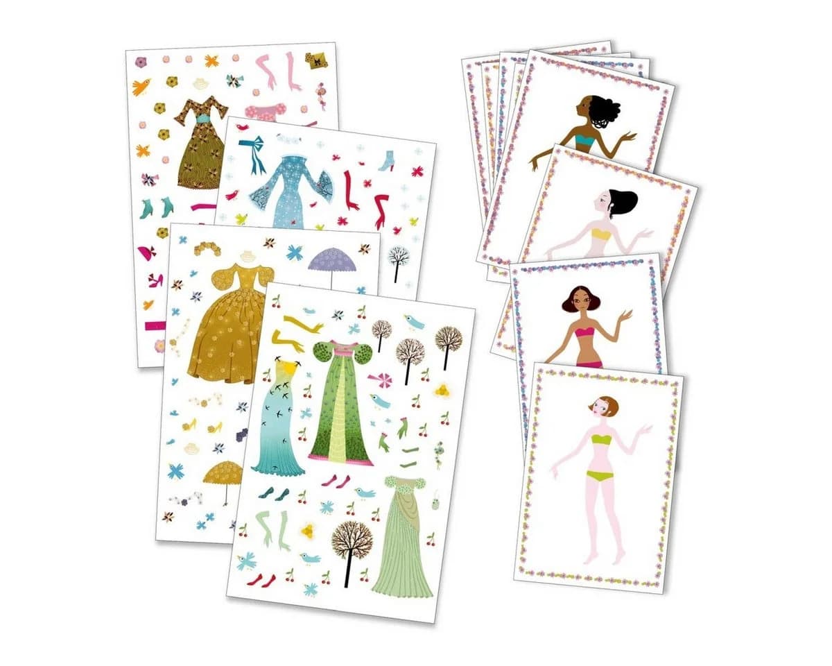 DJECO Kreativset Stickerpuppen: Kleider 4 Jahreszeiten