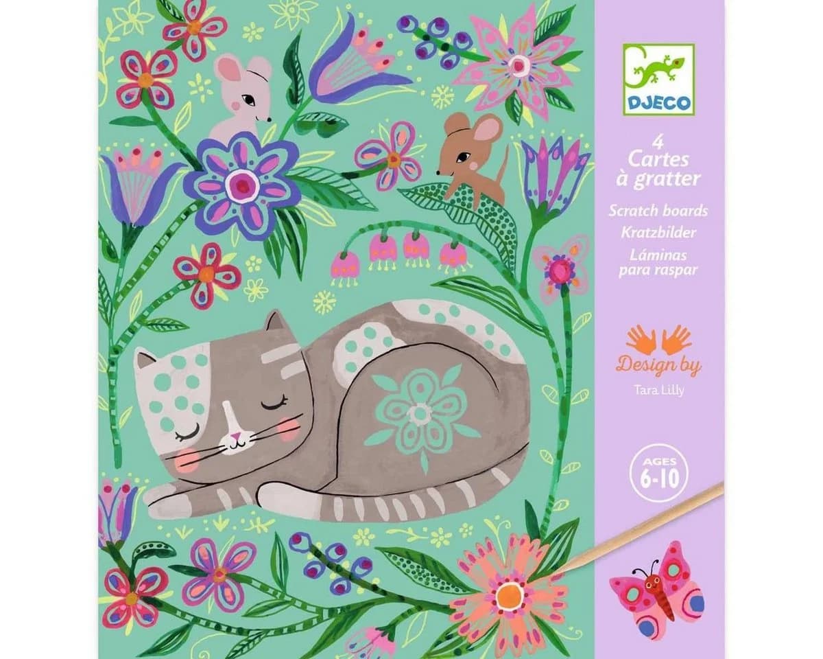 DJECO Kreativset Kratzbilder Begegnungen Natur und Tiere Grün - Bild 2