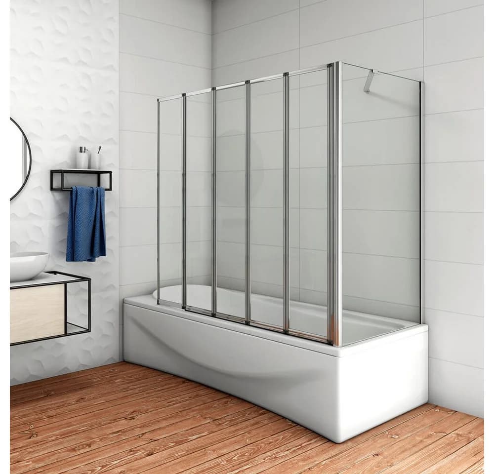 duschspa Badewannenaufsatz 5-teilig Faltwand mit Seitenwand Glas - Bild 2