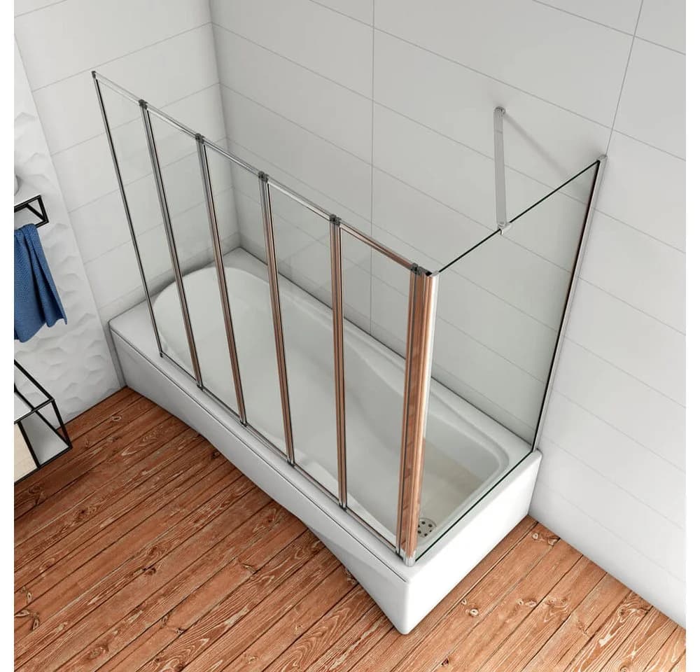 duschspa Badewannenaufsatz 5-teilig Faltwand mit Seitenwand Glas - Bild 4