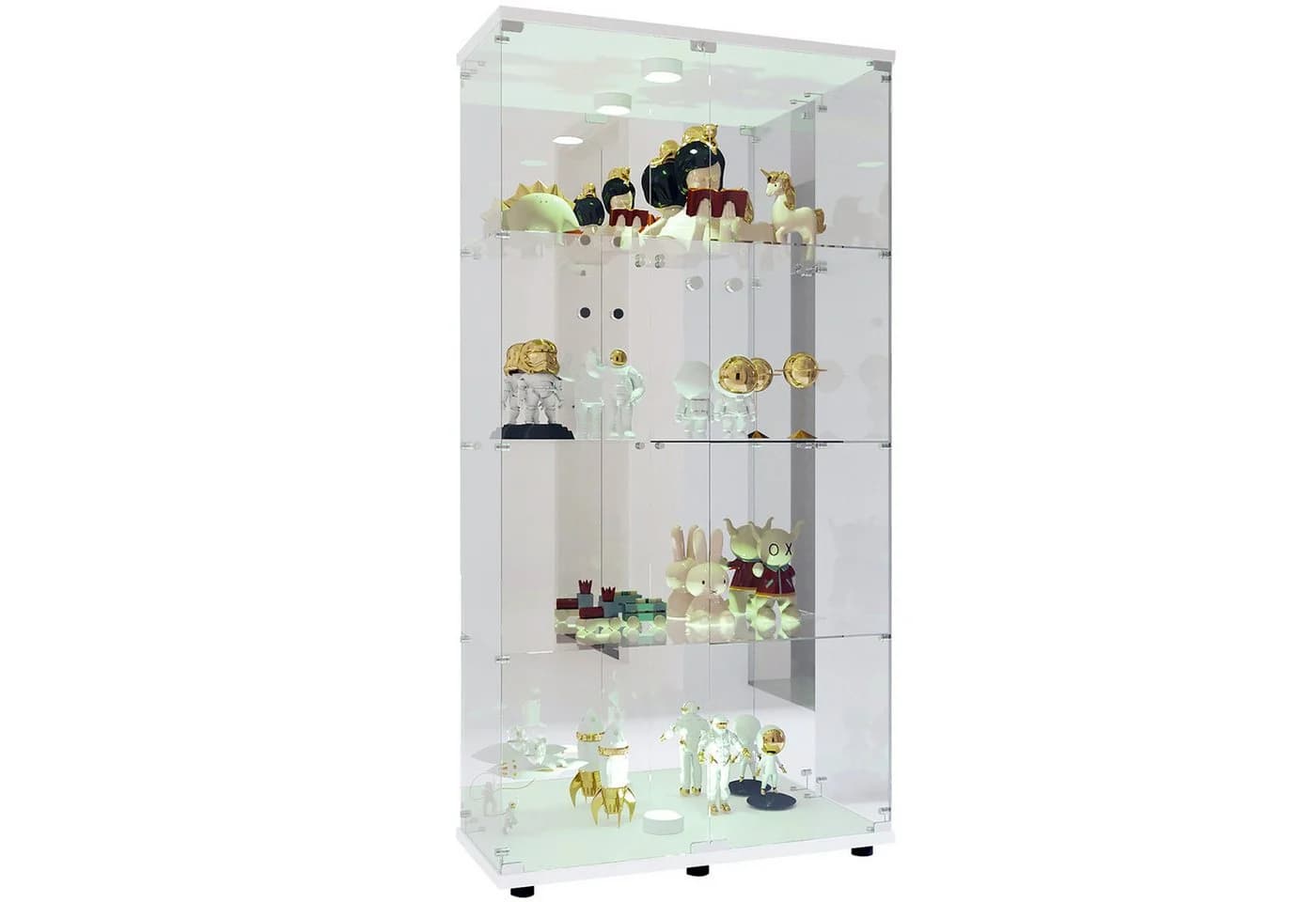 ADWOLT Glasvitrine Standvitrine mit LED-Beleuchtung und 4 Ebenen - Bild 2
