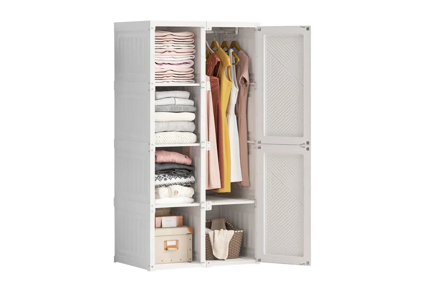FUROKOY Kleiderschrank 8 Fächer Weiß - Bild 2