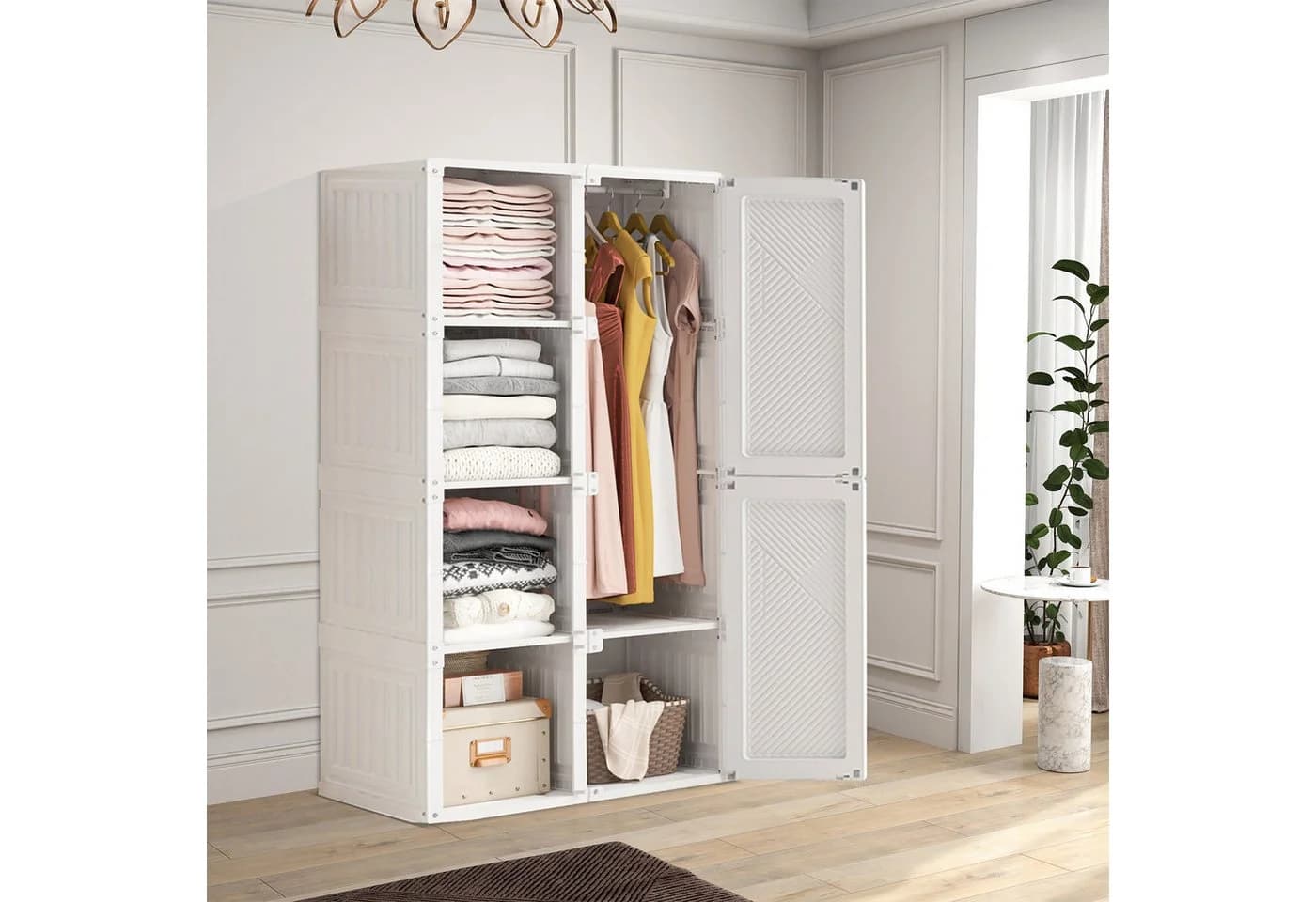 FUROKOY Kleiderschrank 8 Fächer Weiß - Bild 3