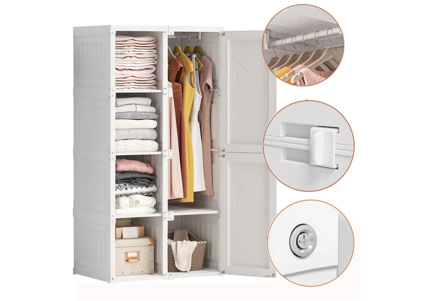 FUROKOY Kleiderschrank 8 Fächer Weiß - Bild 4