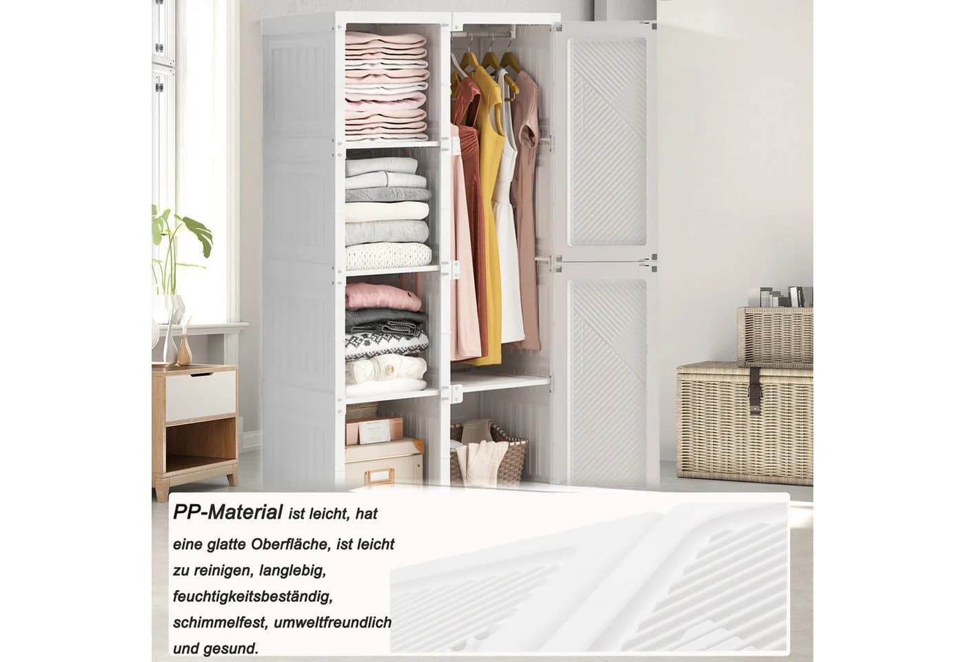 FUROKOY Kleiderschrank 8 Fächer Weiß - Bild 5