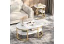 FUROKOY Couchtisch 2er Set Oval & Rund Marmoroptik Gold Bild 1