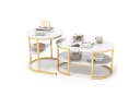 FUROKOY Couchtisch 2er Set Oval & Rund Marmoroptik Gold Bild 2