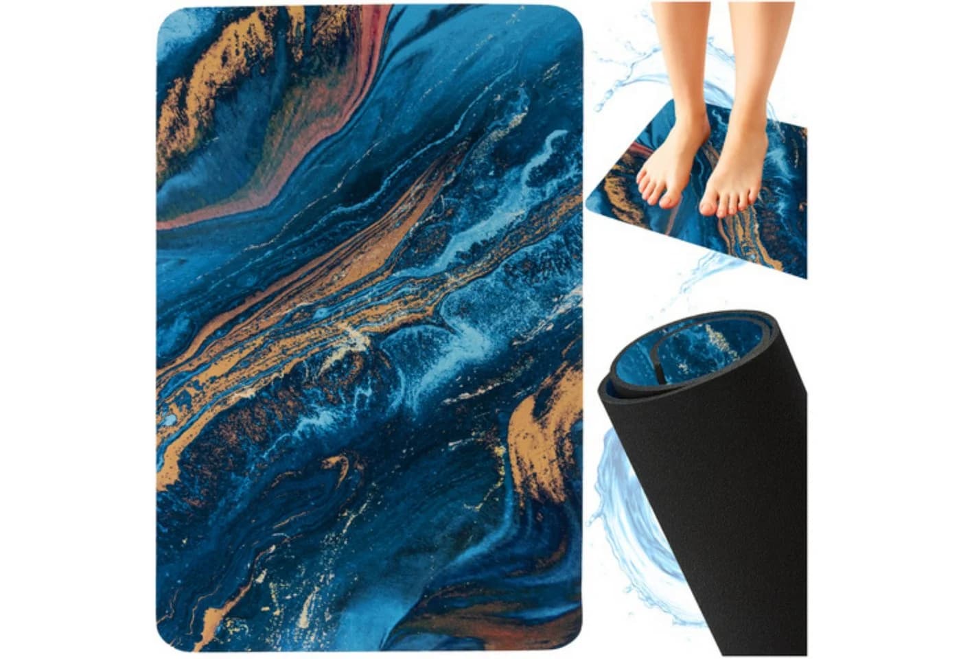 Ruhhy Badematte 60x40 cm rutschfest saugfähig blau - Bild 2