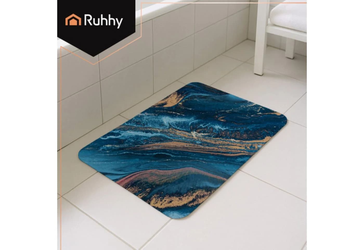 Ruhhy Badematte 60x40 cm rutschfest saugfähig blau - Bild 5