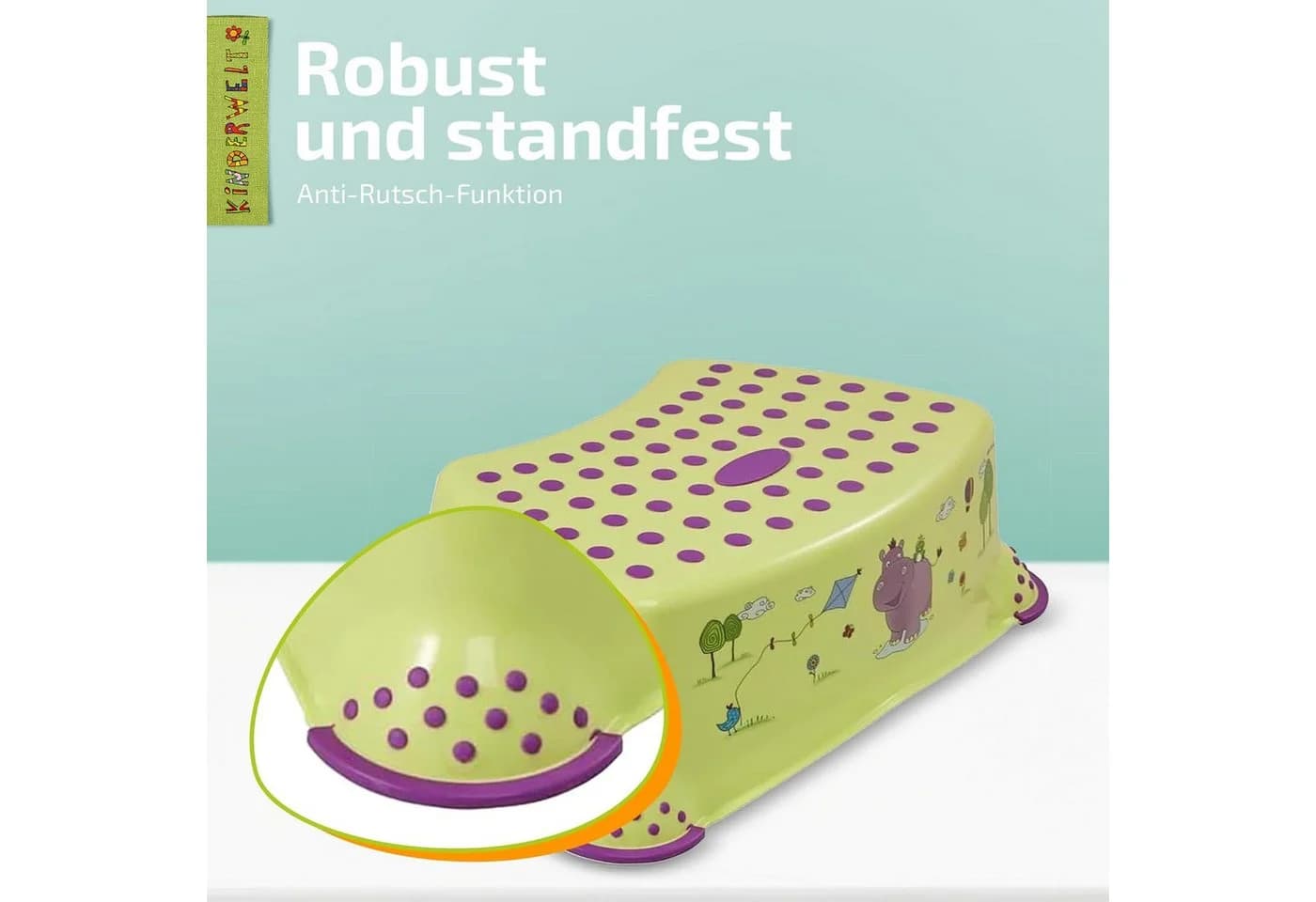 keeeper Tritthocker Kinder Hocker Hippo Grün - Bild 3