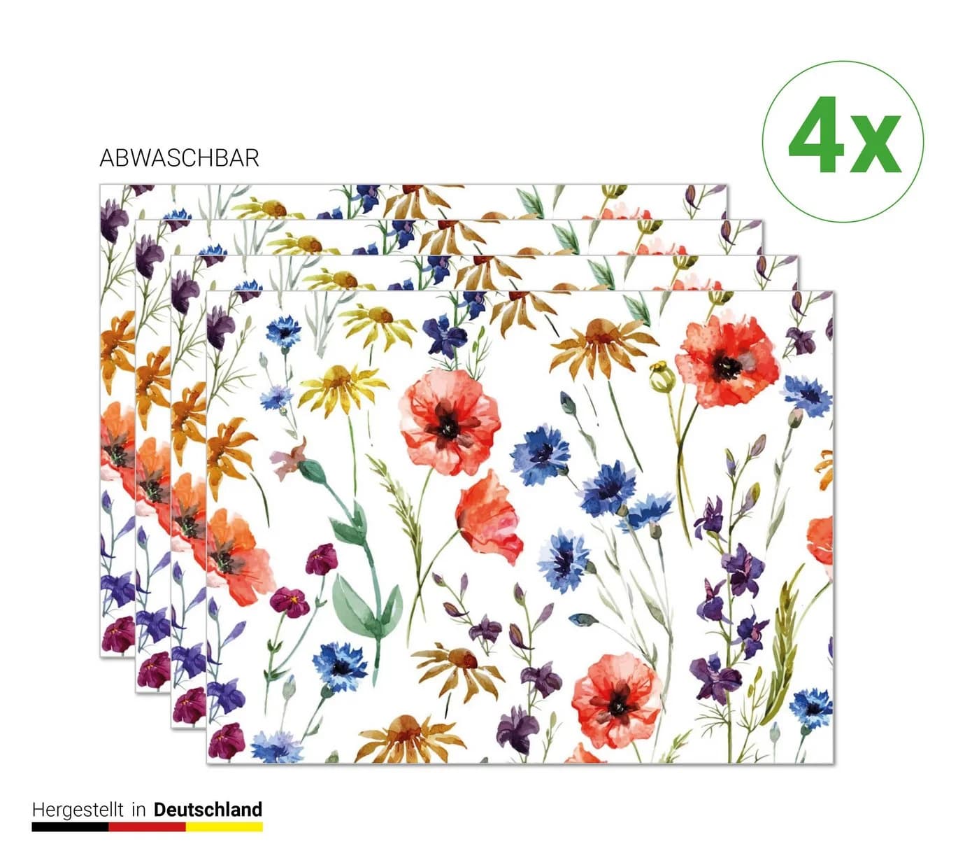 Tischsetmacher Platzset Wiesenblumen 4er Set Vinyl Abwaschbar - Bild 3