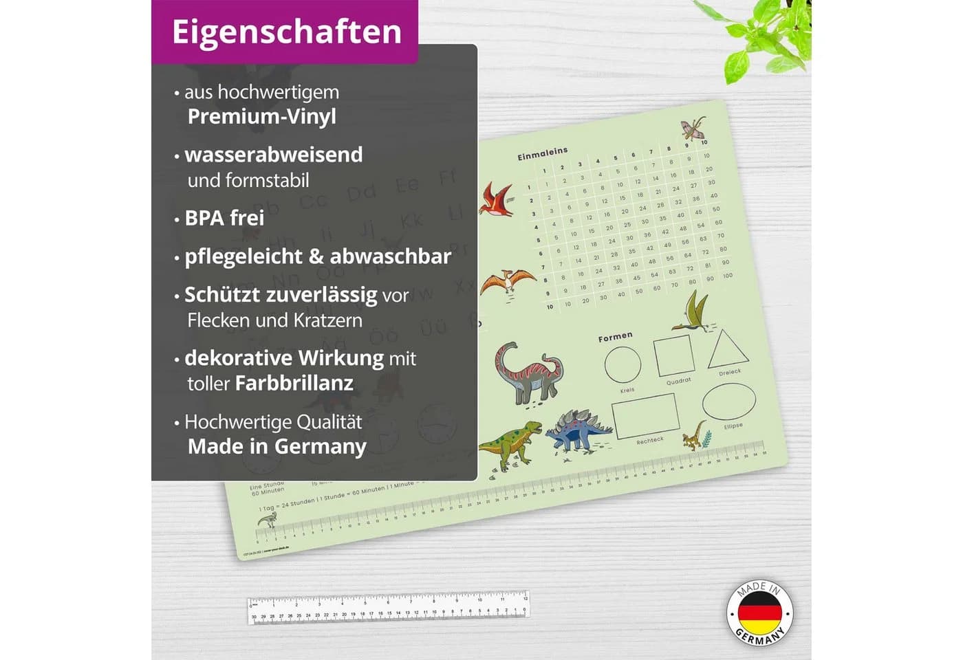 cover-your-desk.de Schreibtischunterlage Dino Grün Pädagogisch - Bild 3