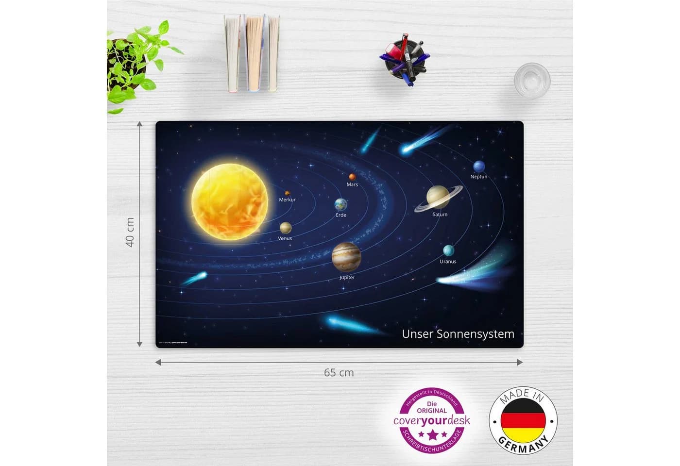cover-your-desk.de Schreibtischunterlage Weltraum Motiv Bunt