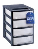 M home Schubladenbox 4 Fächer DIN A4 Transparent Grau Bild 2