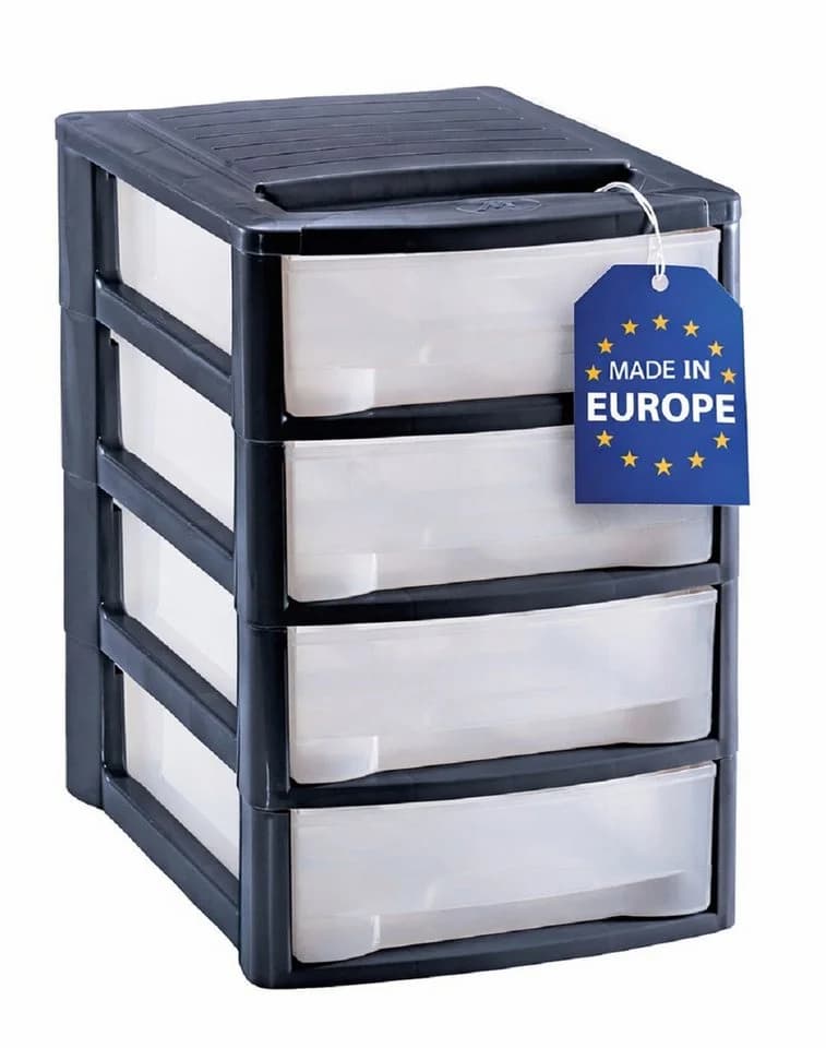 M home Schubladenbox 4 Fächer DIN A4 Transparent Grau - Bild 2