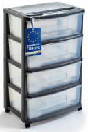 M home Rollcontainer Schubladenrollwagen PLS6221 4 Schubladen Transparent Bild 2