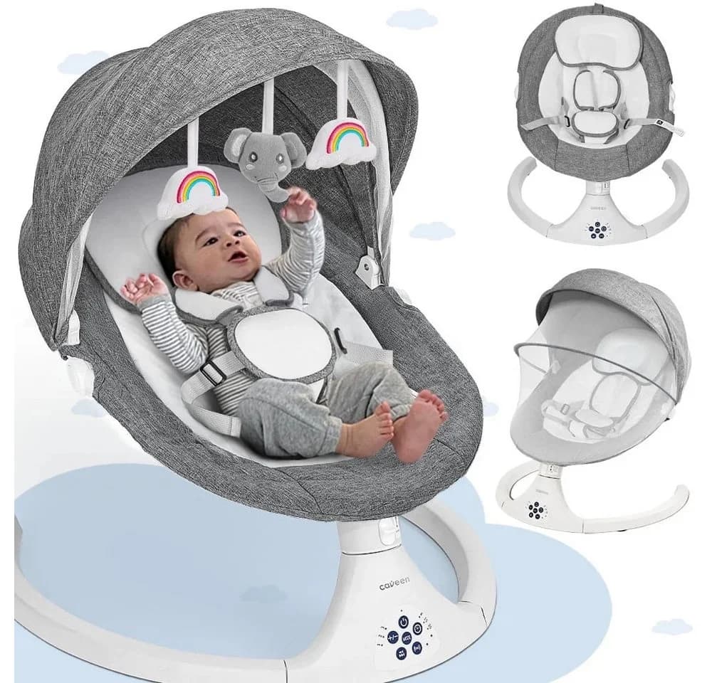 Insma Elektrische Babyschaukel Grau mit Bluetooth & Fernbedienung - Bild 2