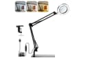 Insma Lupenlampe 10W Tischleuchte mit 10-facher Vergrößerung, Basis und Klemme, 3 Farben dimmbar, 3000K-6000K Schreibtischlampe USB Bild 2