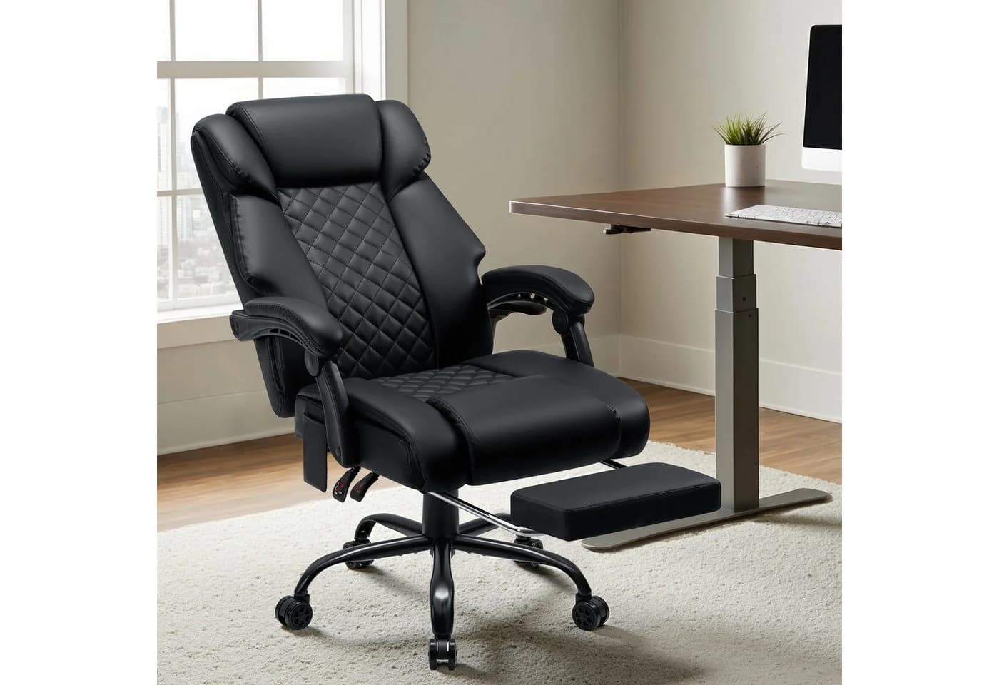Insma Gaming-Stuhl (bis 180kg) Massage-Bürostuhl mit Heizfunktion, hoher Rückenlehne & Fußstütze - Bild 2