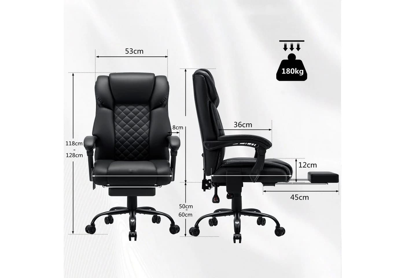 Insma Gaming-Stuhl (bis 180kg) Massage-Bürostuhl mit Heizfunktion, hoher Rückenlehne & Fußstütze - Bild 5