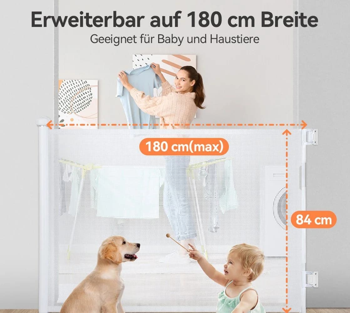 Comomy Türschutzgitter Ausziehbar Schwarz/Weiß/Grau Einziehbar - Bild 4