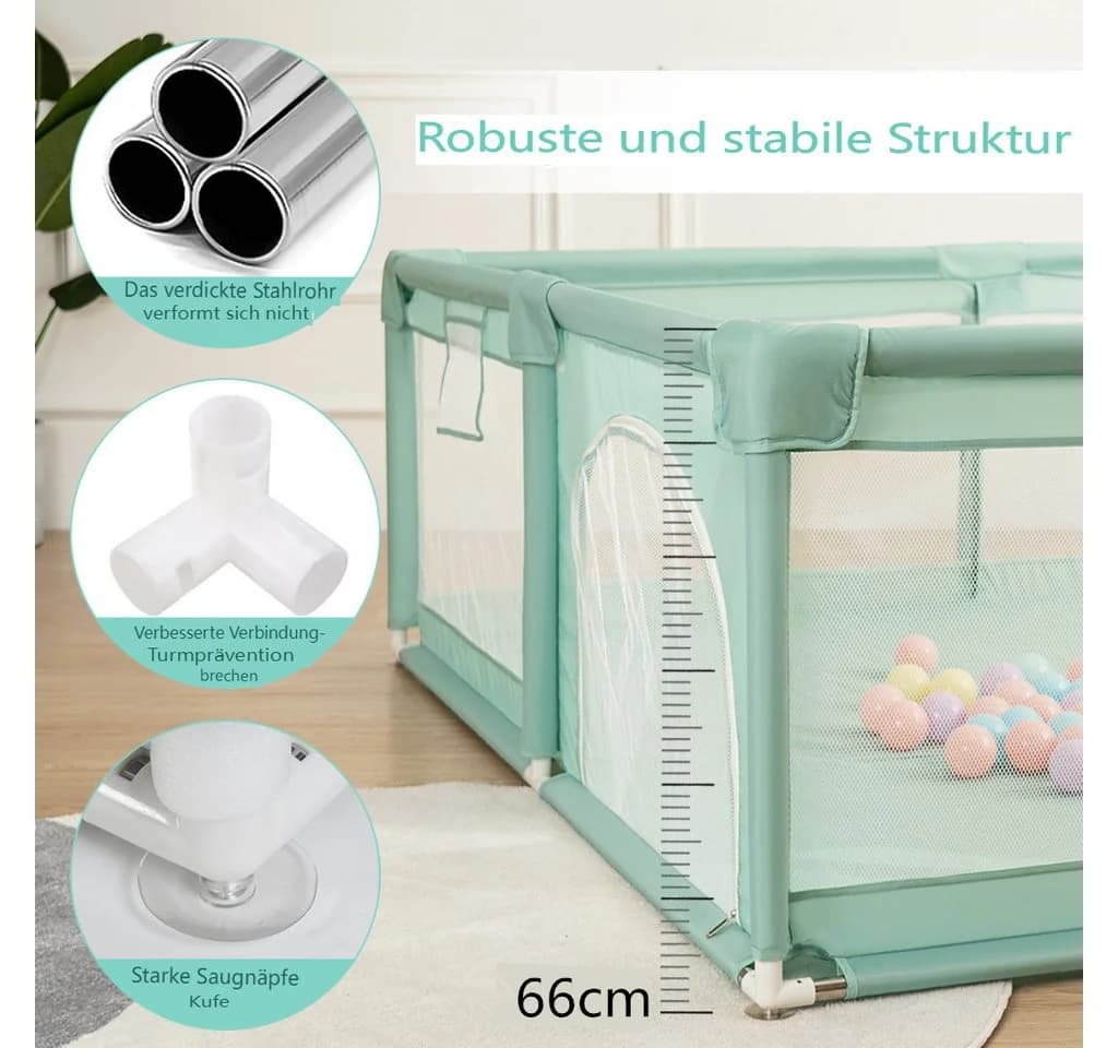 Comomy Laufgitter Baby Spielzaun Grün 200x160cm mit Zubehör - Bild 4
