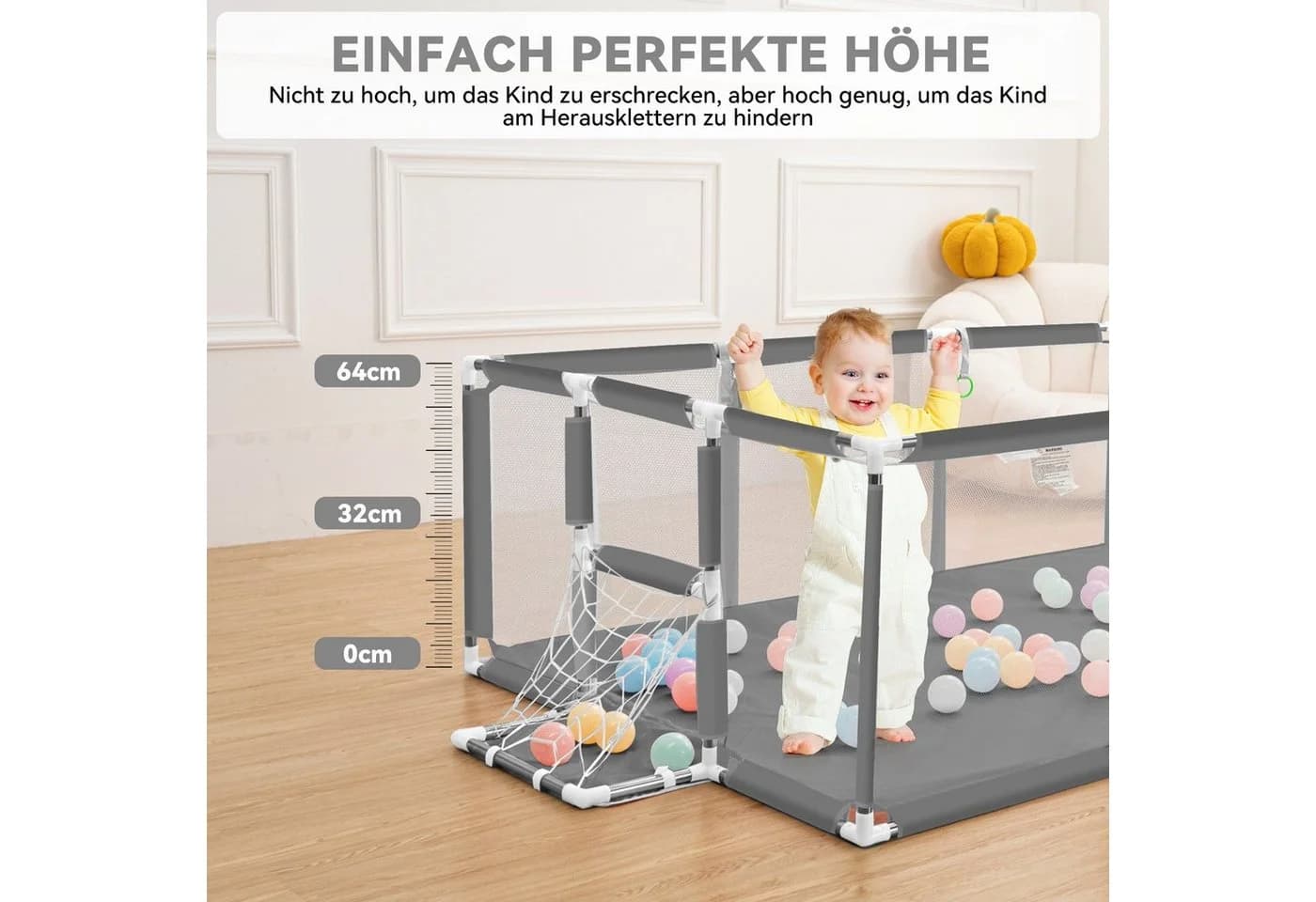 Comomy Laufstall Baby Schutzgitter mit Basketball und Fußball-Netz - Bild 4