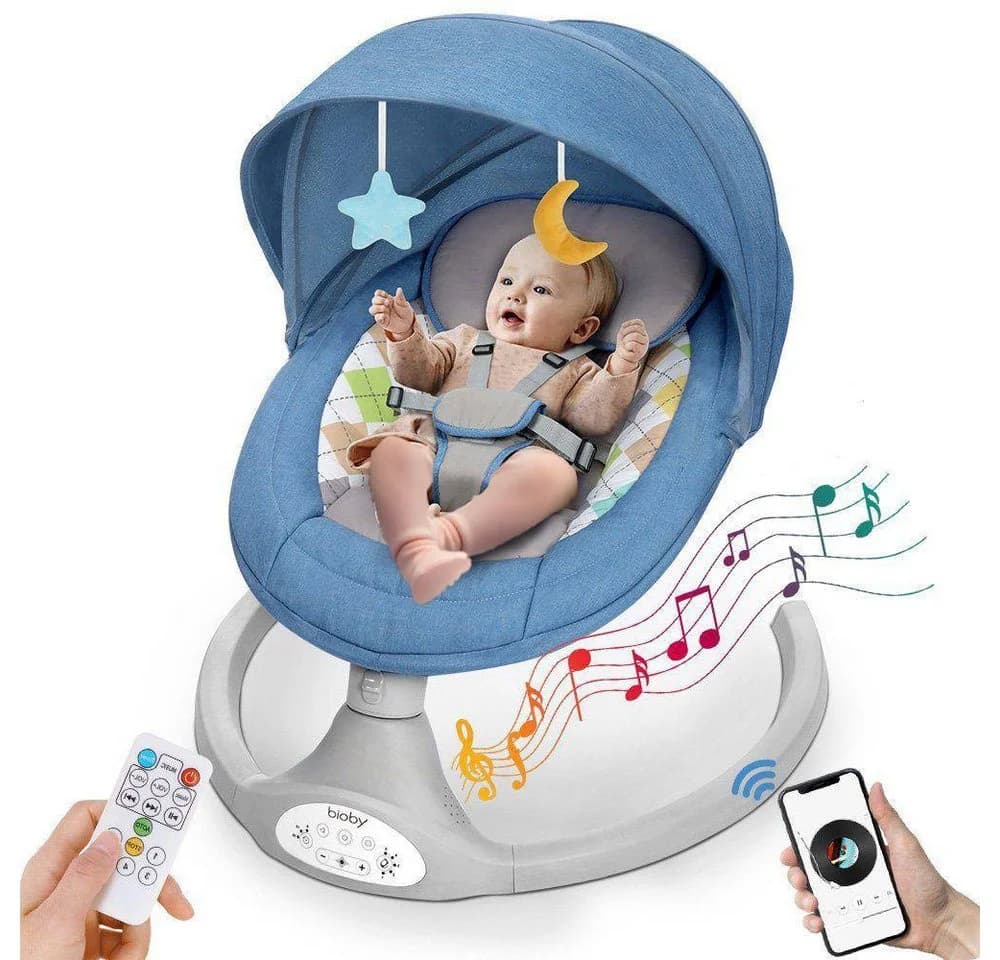 Insma Babywippe Elektrisch Blau 5 Geschwindigkeiten - Bild 2