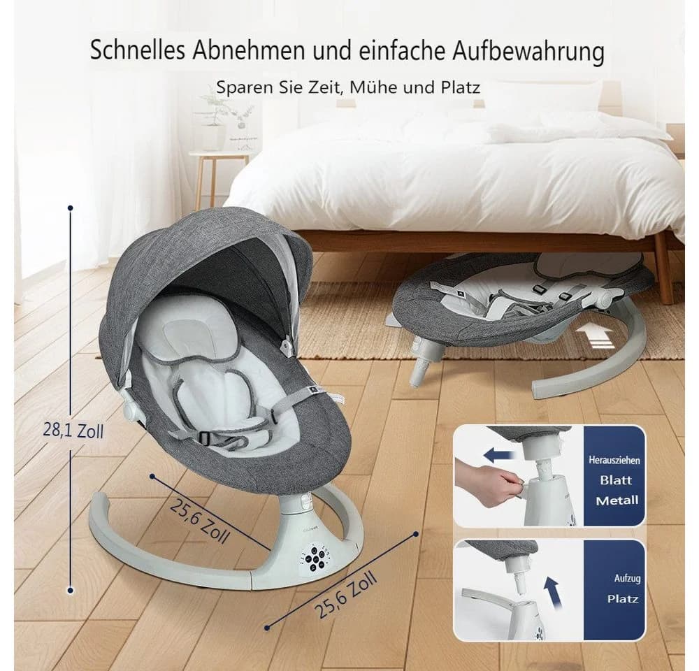 Insma Elektrische Babyschaukel 5 Gang mit Bluetooth und Fernbedienung - Bild 4