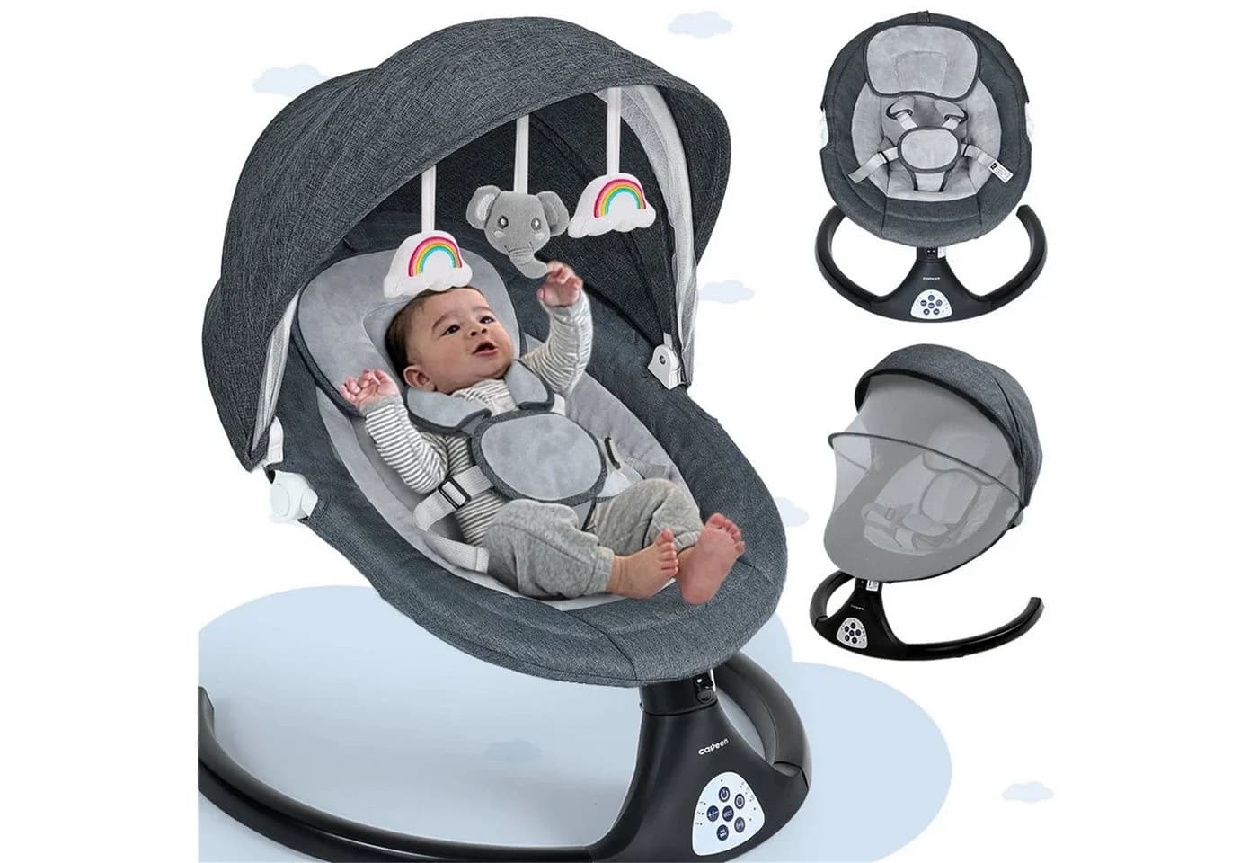 Insma Babyschaukel 5 Gang Elektrische Bluetooth-Babywippe mit 10 Liedern und Fernbedienung - Bild 2