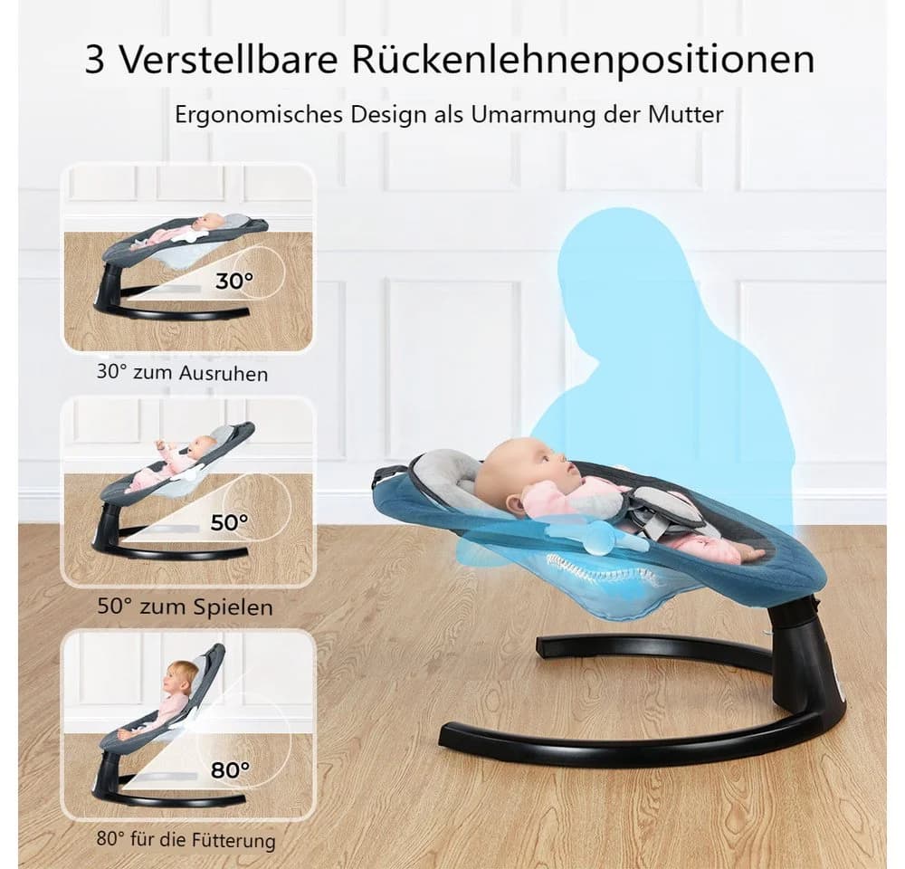 Insma Babyschaukel 5 Gang Elektrische Bluetooth-Babywippe mit 10 Liedern und Fernbedienung - Bild 5