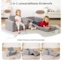Insma Kindersofa Klappbar Grau 2-in-1 Schlafsofa mit Griff Bild 1