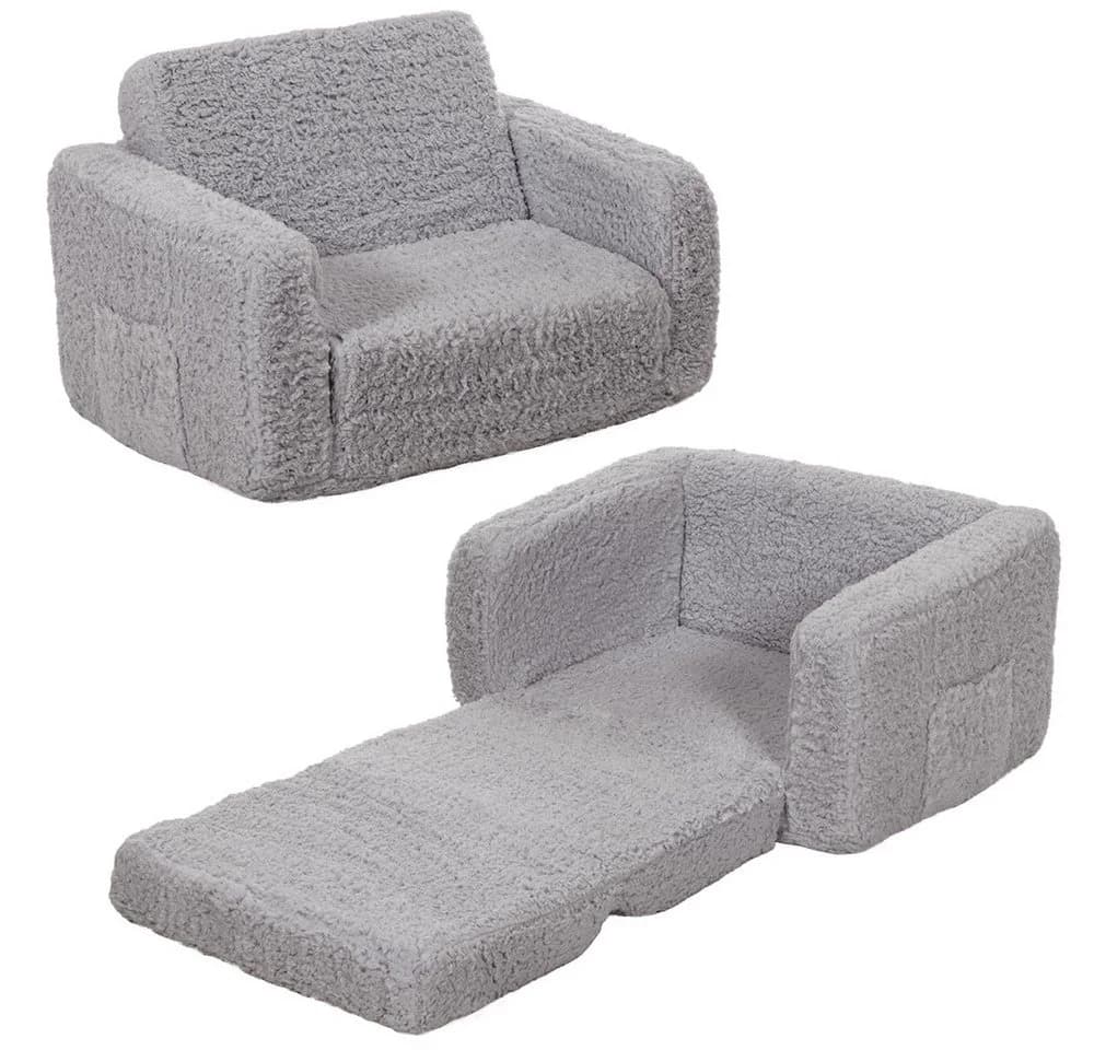 Insma Kindersofa Klappbar Grau 2-in-1 Schlafsofa mit Griff - Bild 2