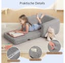 Insma Kindersofa Klappbar Grau 2-in-1 Schlafsofa mit Griff Bild 4