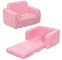 Insma Kindersofa Klappbar 2 in 1 Schlafsofa Rosa mit Seitentasche Bild 2